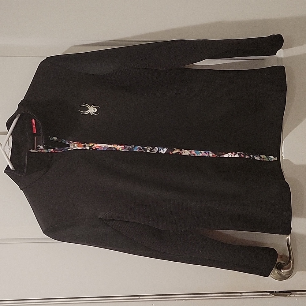 Spyder Girls XL (18) zip up black long sleeve jacket